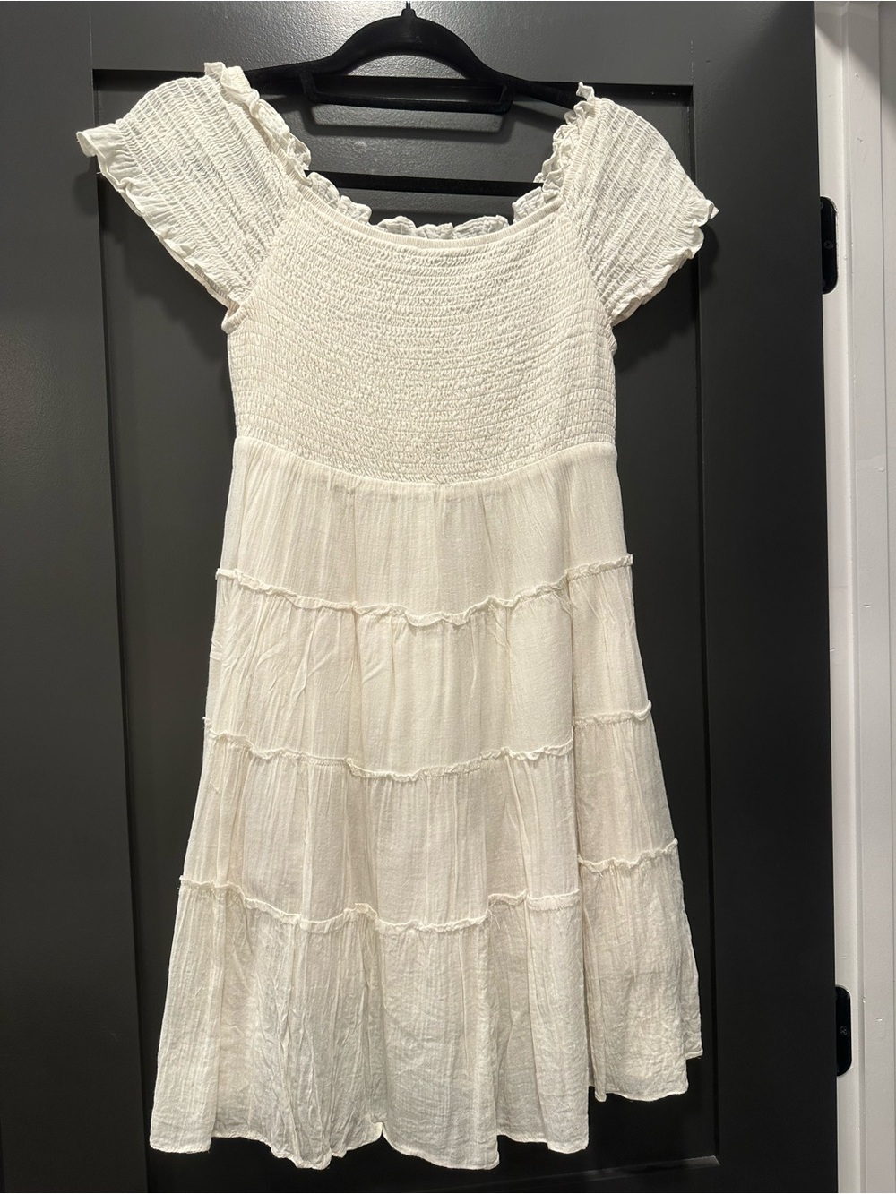 Wishlist Cream Smocked Tiered Dress